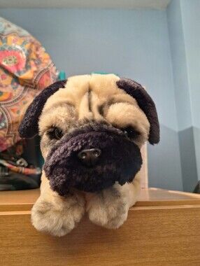 Toysrus Animal Alley CARLIN the Pug Puppy Dog Tan Black 12" Plush